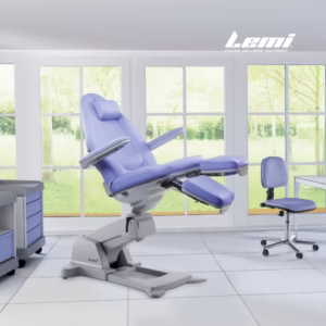 Lemi Podo High je ergonomski in funkcionalni stol za podiatrijo, zasnovan za maksimalno udobje pacienta ter omogoča menjavanje delovnih položajev z nastavitvijo višine glede na potrebe pri delu.
