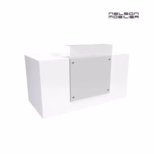 Recepcijska miza iSmart iz belega laminata.