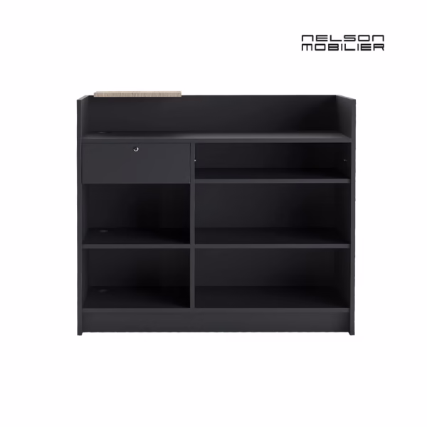 Sprejemna miza Midnight Desk združuje stil in funkcionalnost v prostorsko varčni širini.